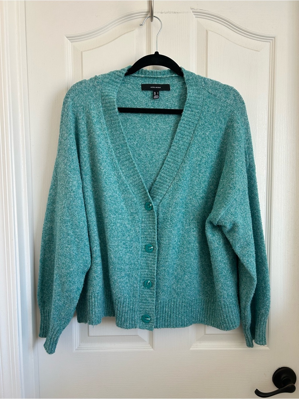 Vero Moda Teal V-Neck Button Cardigan Sweater
